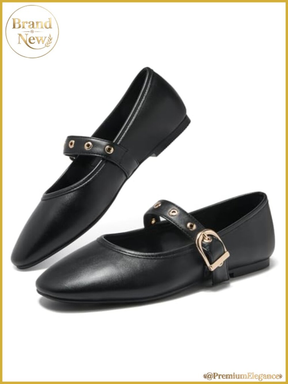 Mary Jane Flats with Buckle Strap, Embroidery Lace Mesh Ballet Flats